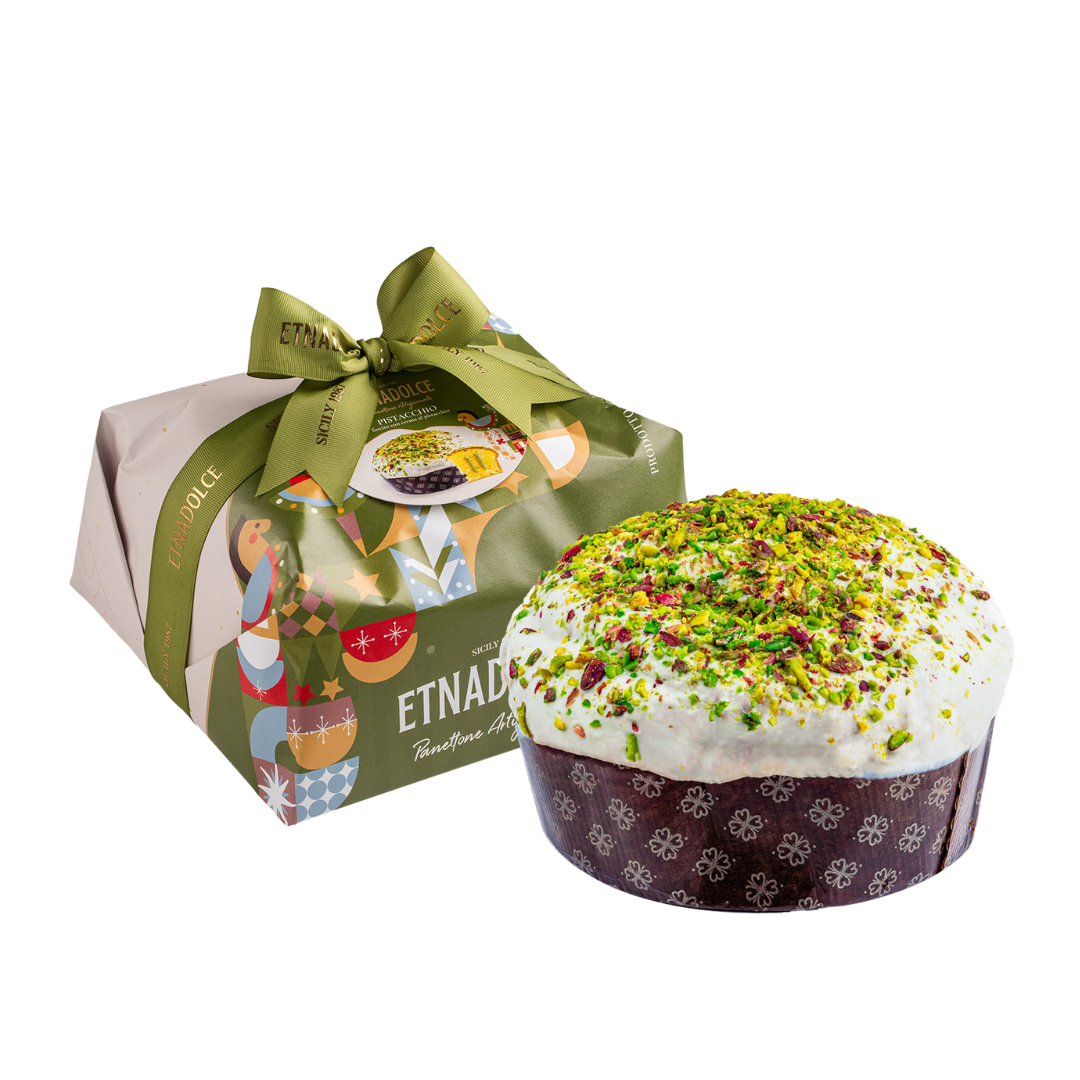 Panettone con crema Pistacchio 1 kg – Incarto a mano